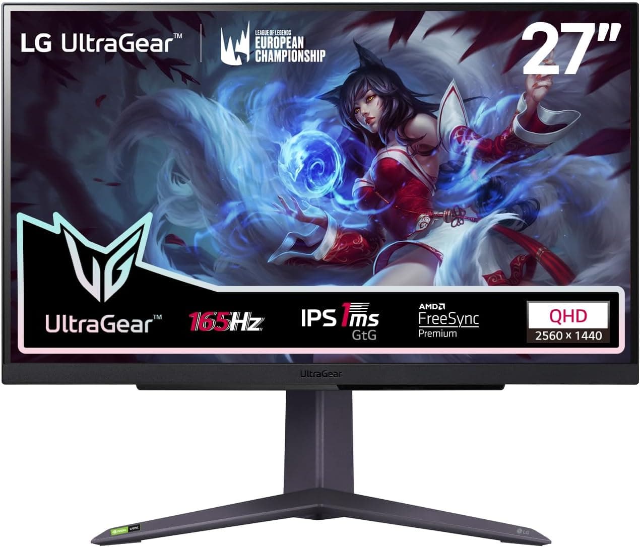 LG Ultragear 27GR75Q-B 27" IPS Gaming Monitor - IPS Panel QHD (2560x1440), 1ms GtG 165Hz, HDR 10, sRGB 99%, AMD FreeSync Premium, NVIDIA G-Sync Compatible, Tilt, Height Adjustable