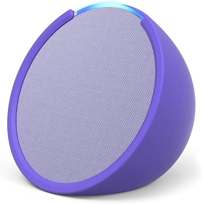 Echo Pop | Rich Sound Compact Bluetooth Smart Speaker with Alexa | Lavender+Made for Amazon Case for Echo Pop (2023 Model), Purple