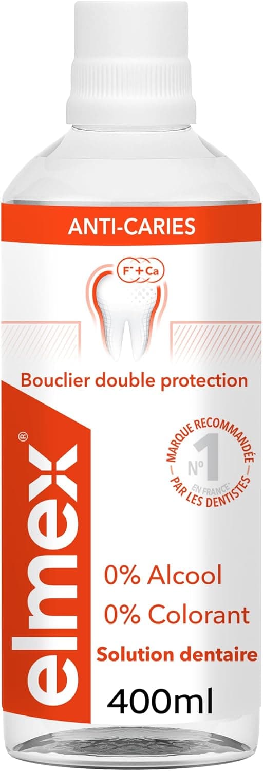 ELMEX - Bain de Bouche elmex Anti-Caries - Reminéralise et aide à protéger contre les caries - Rafraîchit l'haleine - 400 ml