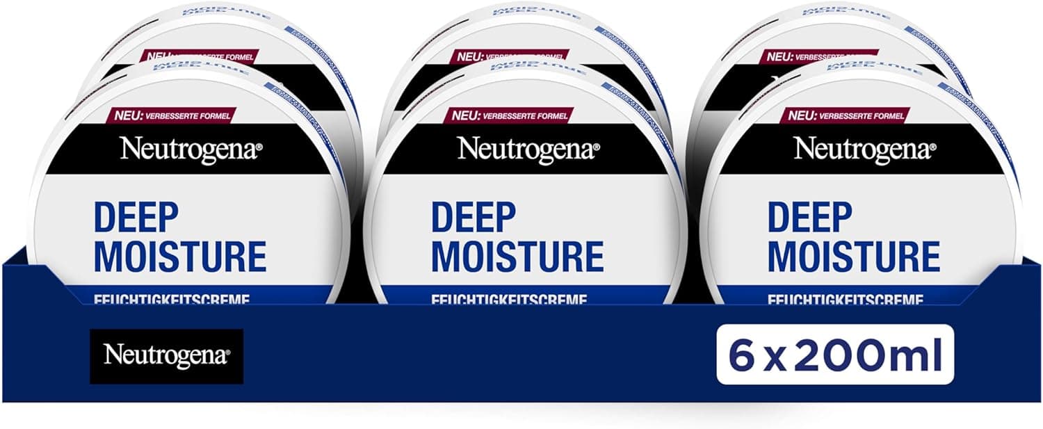 Neutrogena Norwegian Formula Deep Moisture Moisturizing Cream (200ml), Non-greasy cream with 10% Glycerine + Pro-Ceramide Technology for 72 hours of intense hydration for dry skin