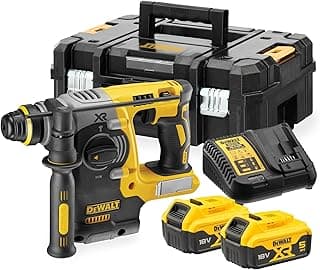 DEWALT DEWALT - Perforateur sans fil SDS-Plus Brushless XR 18V, 24mm avec 2 batteries 5Ah, chargeur multi-tension XR et coffret robuste TSTAK, DCH273P2T-QW
