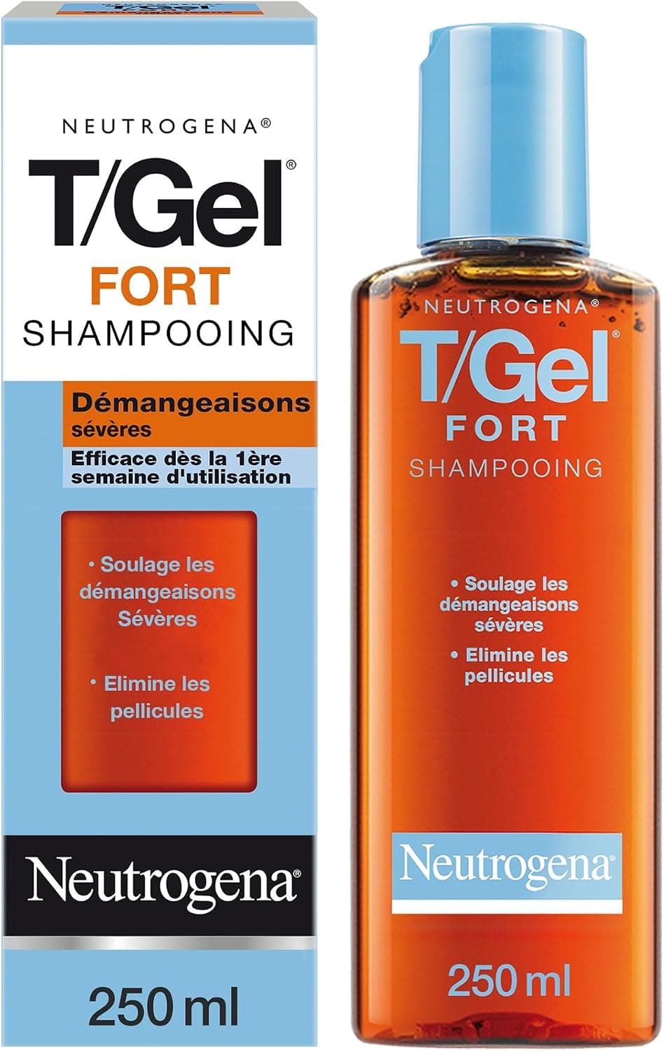 Neutrogena – Shampoo T/Gel Strong (250 ml bottle) – Anti-itching and anti-dandruff shampoo – Effective from the 1st week of use