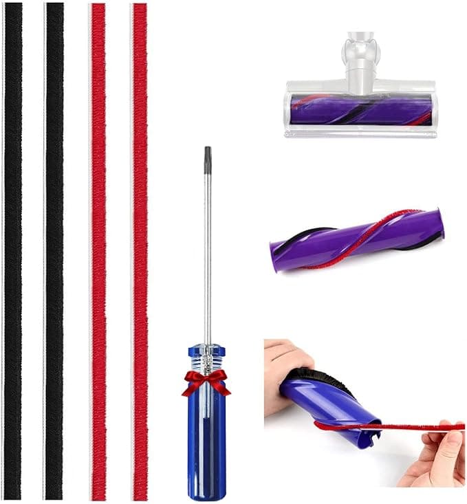 4 Pcs Replacement Plush Vacuum Cleaner Strips for Dyson Original V8 V10 V11 Direct Drive with Screwdriver - Image 1