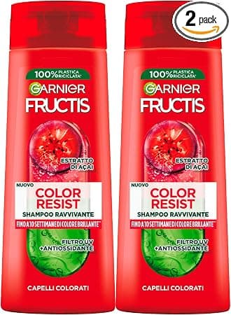 Garnier Fructis Color Resist Revitalising Shampoo for Coloured Hair with Acai Extract and UV Colour Filter Brightening for up to 10 Weeks Nourishing Antioxidant - 2 Bottles of 250 ml - Image 1