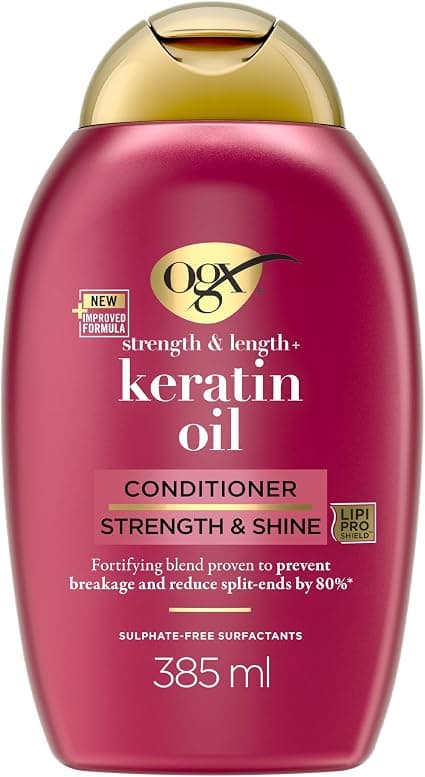 OGX, Keratin Oil Conditioner (385ml Bottle) - Strengthening Hair Care for Brittle Hair - Keratin Oil Conditioner Conditioner - Image 1