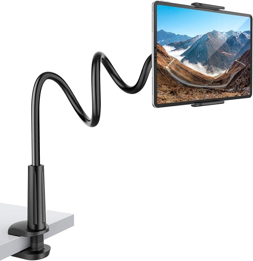 Tablet Stand with Gooseneck Adjustable Stable Bed Stand for iPad iPhone Telephone Series/Nintendo Switch/Samsung/Kindle and More, 80 cm Total Length