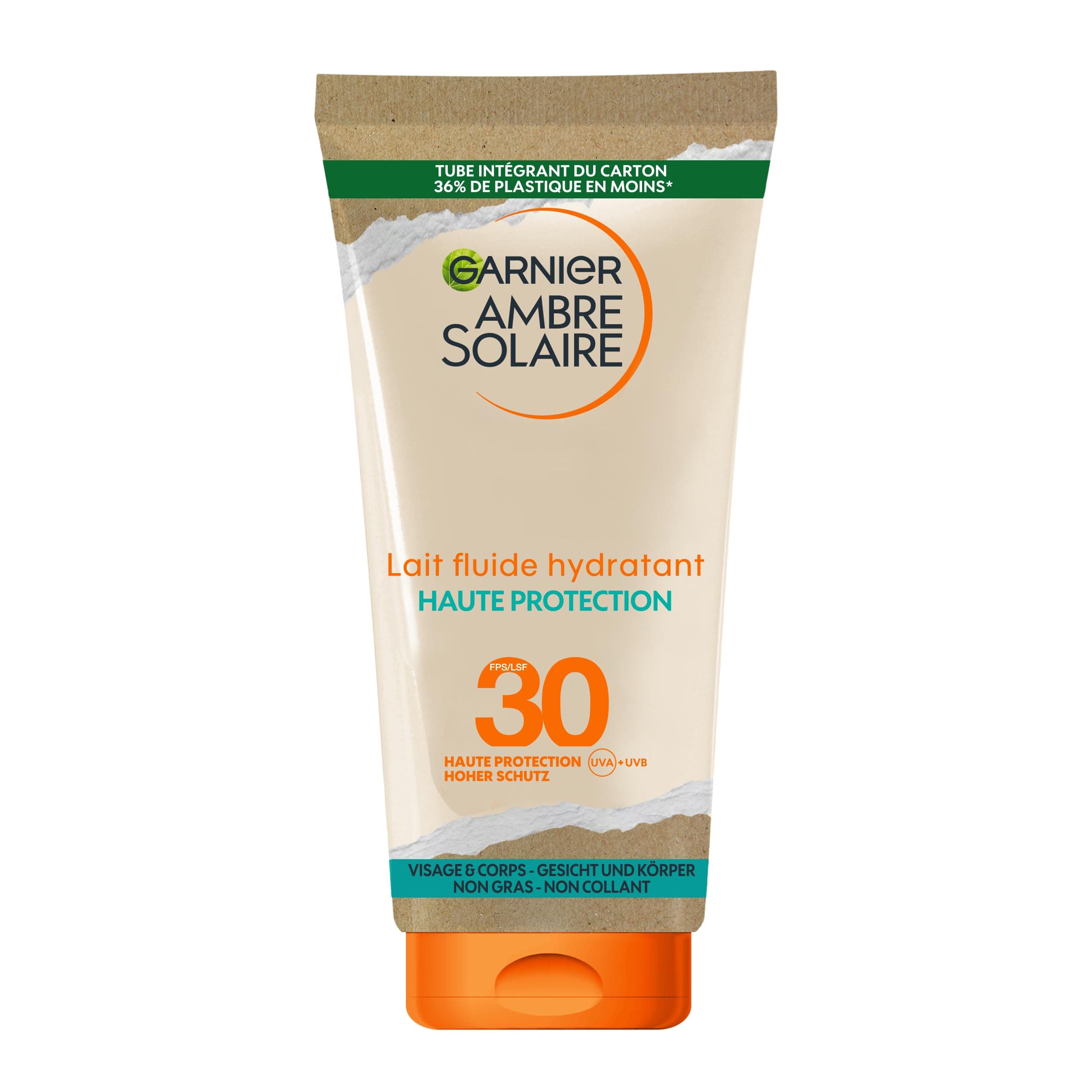 GARNIER Ambre Solaire - Lait Fluide Hydratant - Haute Protection Solaire - FPS 30 - Protège des UVA & UVB - Hydratation 24h - Résiste à L'Eau - Fini Invisible - Visage & Corps - 175 ml - Image 3