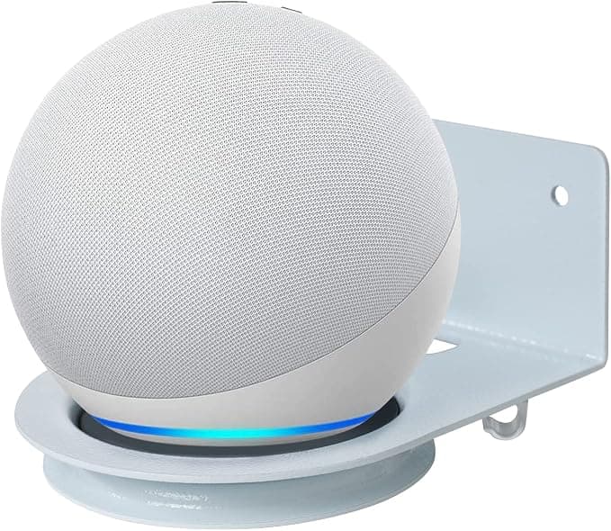 shinar Universal Metal Dot 4/Dot 5 Homepod Mini/Google Home Mini Space Saving Mounting Accessories for Dot 4/Dot 5 and Homepod Mini Stand with Integrated Cable Management White - Image 1