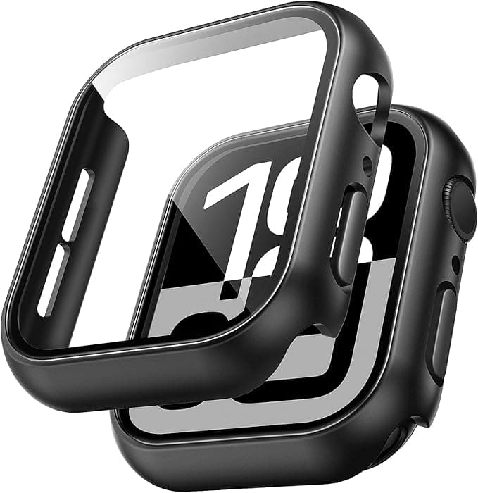 TAURI 2 Pieces PC Case Compatible with Apple Watch Series 11/10 46mm, Ultra Thin [Touch Sensitive] Tempered Glass iWatch 46mm-Black