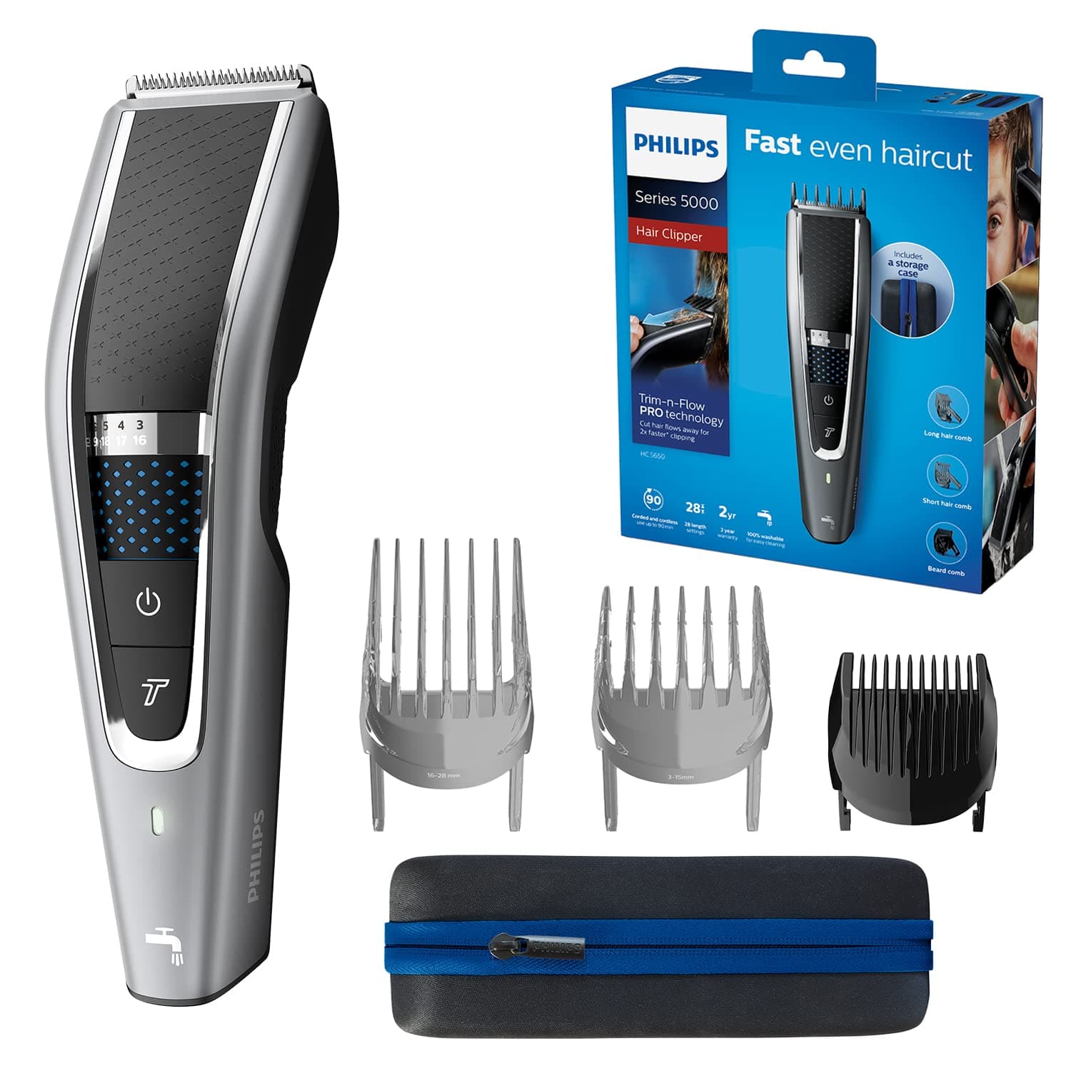 Philips Hair Clipper Série 5000, Tondeuse à Cheveux Lavable avec Technologie Trim-n-Flow Pro (HC5650/15) - Image 8
