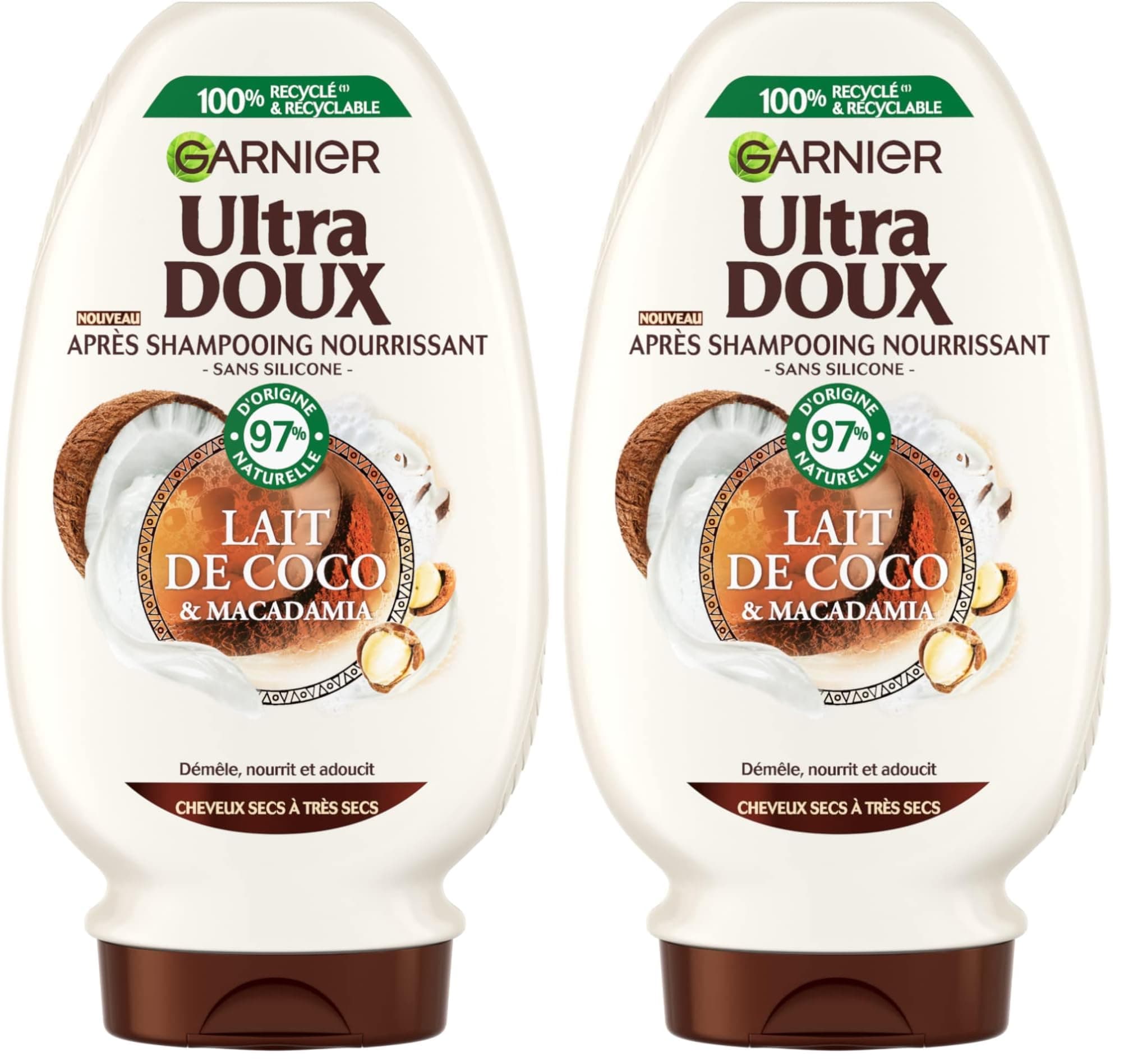 Garnier Ultra Doux Conditioner with Coconut Milk and Macadamia 250 ml (Pack of 2) - Image 1