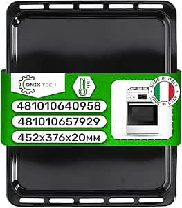 Rectangular Enamelled Oven Tray 452 x 376 x 20 mm Сode Original C00325793 C00325934 481010640958 481010657929 for Whirlpool for Bauknecht for Indesit for Ariston 5 Years ONIX TECH          [Energy Class A+++]