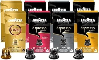 Lavazza, 80 Capsules Café Assorties, Capsules Compatibles Avec les Machines Nespresso Original, 2 x Espresso Maestro Classico, 2 x Ristretto, 2 x Lungo et 2 x Qualità Oro, 8 Paquets de 10 Capsules