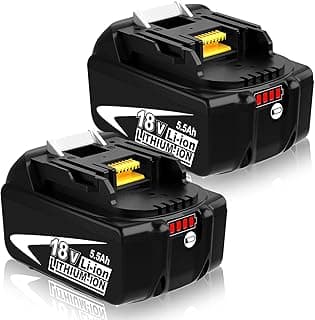 Makita 2 pièces 5.5Ah BL1860B Remplacement pour Makita 18V Batterie pour Makita Batterie BL1860B BL1850B BL1840B BL1830B BL1820 BL1815 BL1825 BL1835 BL1845 194205-3 194309-1 LXT-400 (2 pièces 5.5Ah)