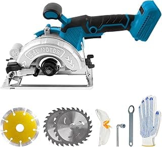 Scie circulaire sans fil pour Makita 18V 20V, scies circulaires électriques sans balais de 1000W 6200 tr/min avec 3 lames de scie de 125 mm, biseau 0-45°, profondeur de 32 mm pour bois, métal