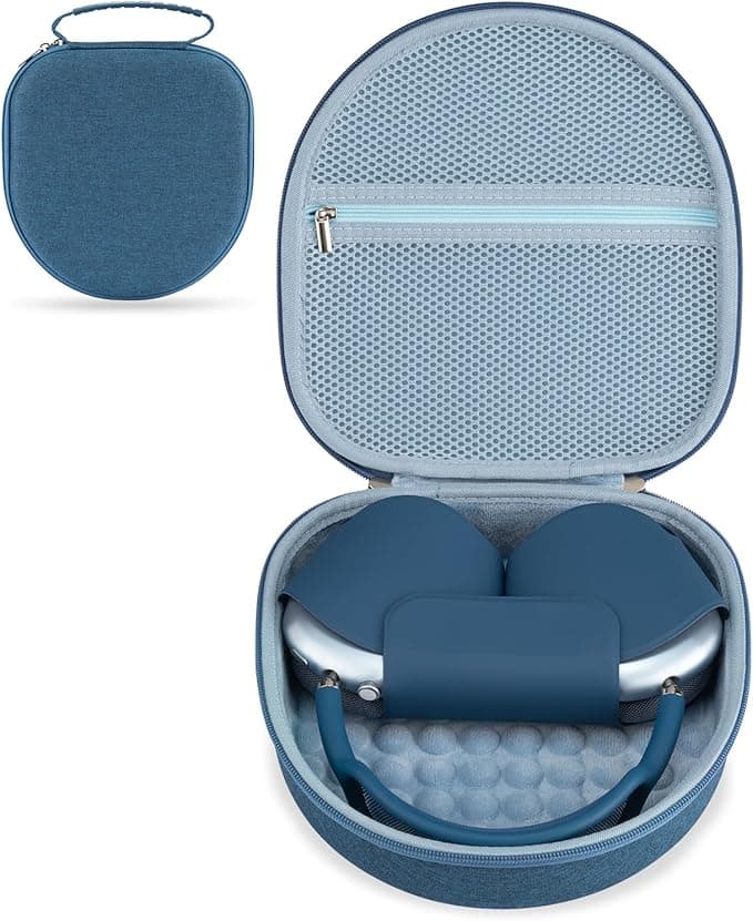 Carrying Case Compatible with Apple Airpods Max Earbuds, EVA Hard Case for Travel and Outdoor Earphone Storage (Blue) - Image 1