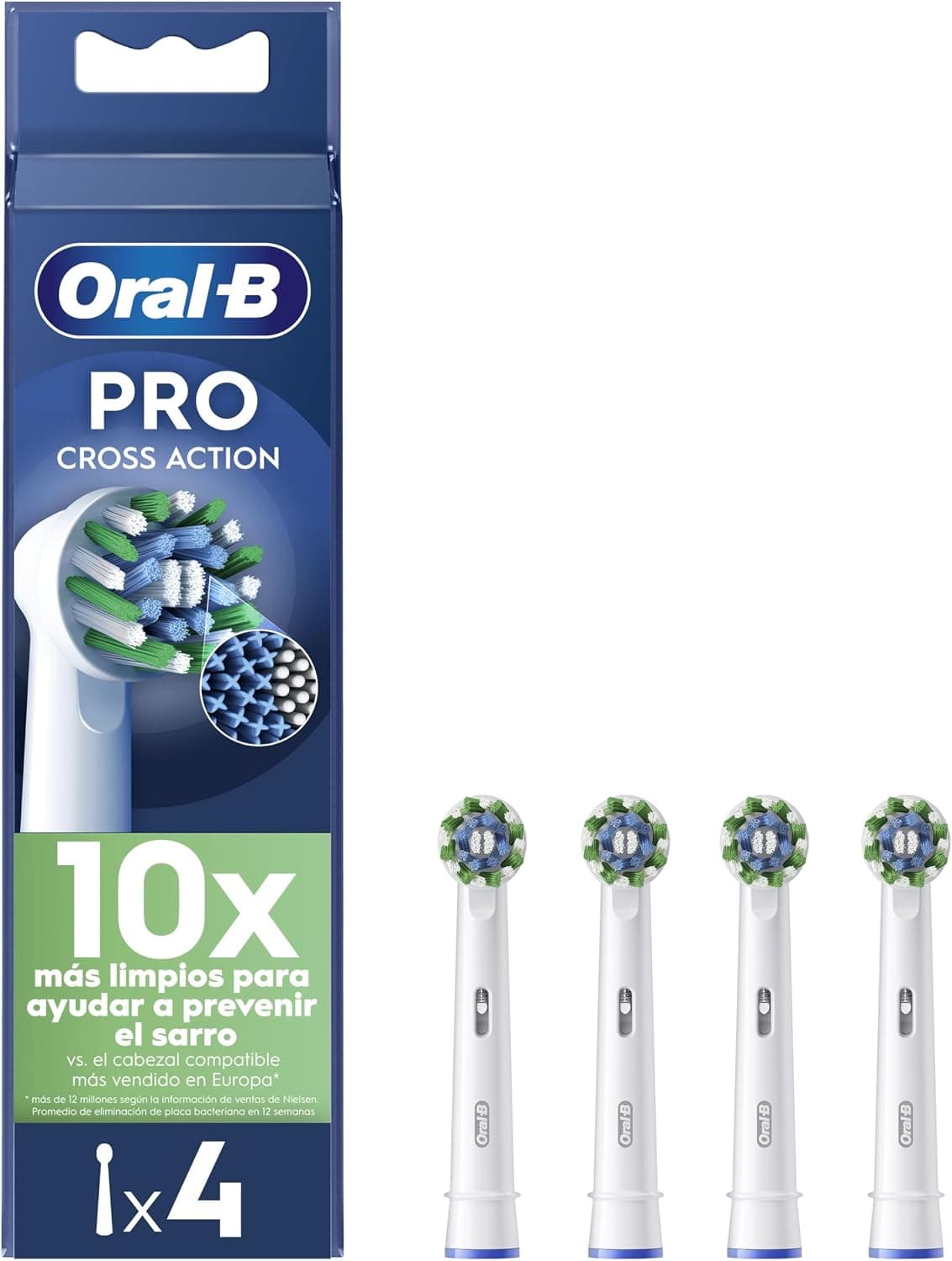 Oral-B Pro Cross Action Brossettes pour Brosse à dents électriques, Pack De 4 Unités
