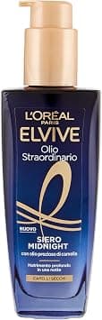L'Oréal Paris Elvive Midnight Extraordinary Oil Serum for Dry Hair, Intense Nutrition Overnight, Precious Camellia Oil, Elvive Midnight Serum, 100 ml