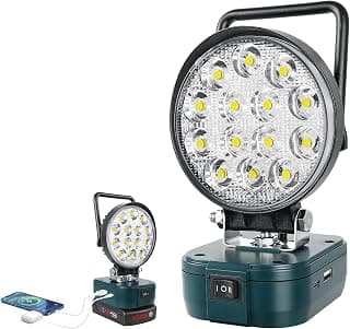 Rechargeable LED Projector for Bosch 18V Battery, Portable LED Work Light 4 Inch 42 W Wireless Lamp for Construction Site, Garage, Camping, Hiking, Fishing, USB & Type C (No Battery)