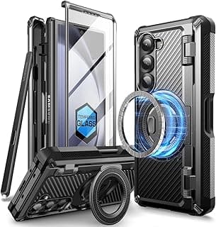 SUPCASE Coque pour Samsung Galaxy Z Fold 6 avec Porte-Stylet [MagSafe Compatible] [Protecteur d'Ecran & Support Anneau Magnétique] [Mag Pro] [Protection Robuste Qualité Militaire] pour Z Fold 6, Noir