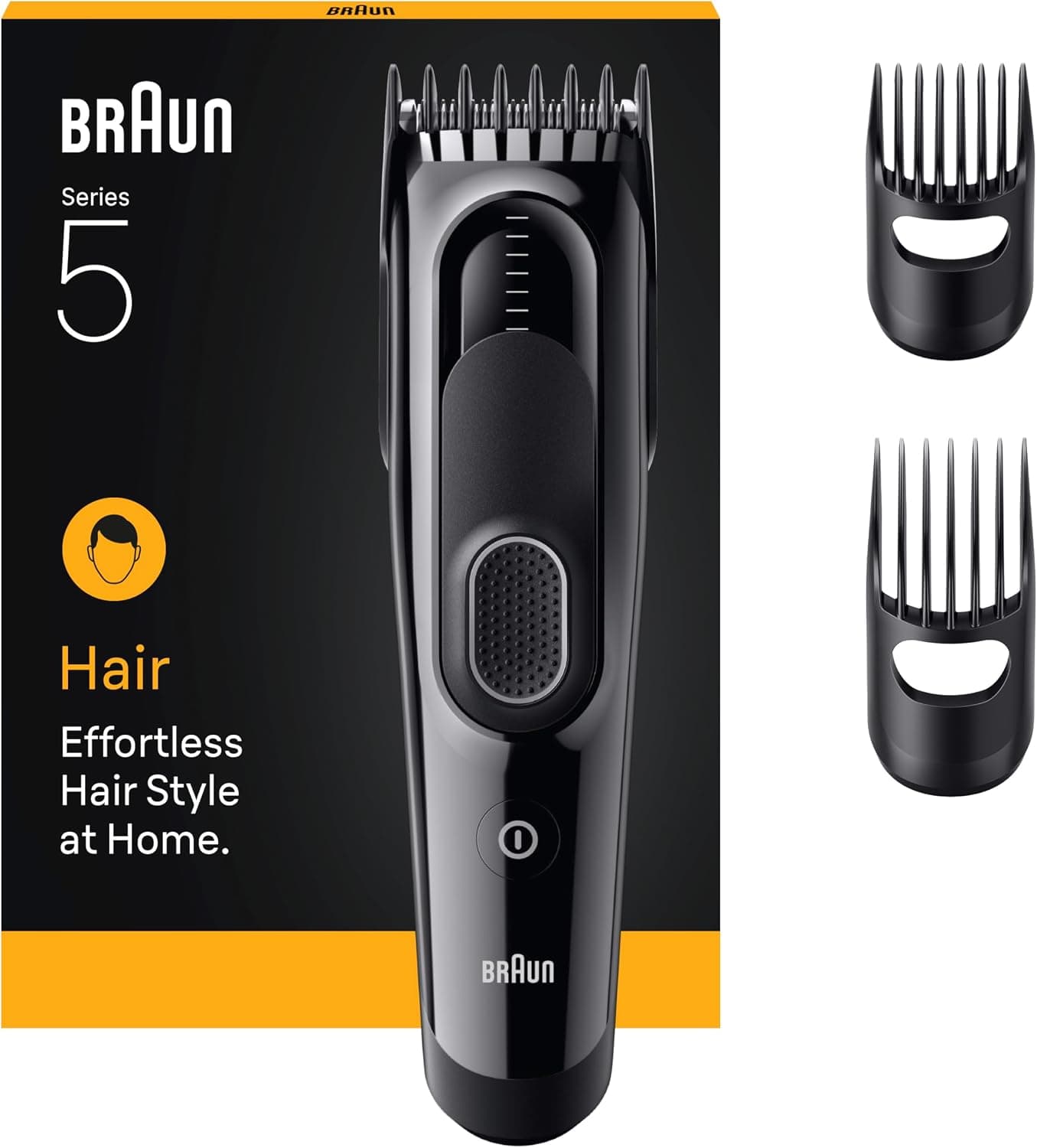Braun Tondeuse Electrique A Cheveux Series 5 HC5530, Noir, Lavable et Sans Fil, Coffret Avec 3 Sabots et 17 Longueurs Pour Tondre Ou Couper, Lames Affutées, Kit Pour Une Coupe Sans Effort - Image 1