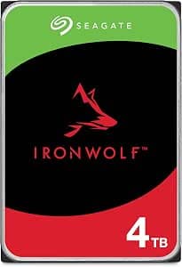 Seagate IronWolf 4TB, CMR 3.5 Inch SATA 6Gb/s 5400RPM, 64MB Cache, for RAID NAS, Easy Open Rescue Services (ST4000VNZ06)