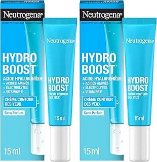 Neutrogena Neutrogena - Crème Contour des Yeux Hydro Boost (tube de 15 ml) – Crème hydratante à l'acide hyaluronique – Soin du visage ciblant les signes de fatigue pour des yeux bien réveillés (Lot de 2)