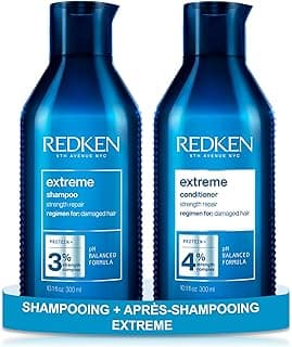 REDKEN - Routine Fortifiante - Shampoing & Après-Shampoing - Nourrit & Prévient La Casse - pH Équilibré - Protéines, Acide Citrique & Arginine - Cheveux Abîmés - Extreme - 2 x 300 ml