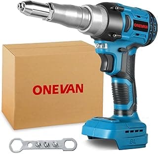 ONEVAN riveteuse à batterie, 20,000N pistolet a rivet electrique pour Makita 18V, course 18 mm, sans balais, riveteuse automatique sans fil pour rivets aveugles 2.4-5.0 mm (sans batterie)