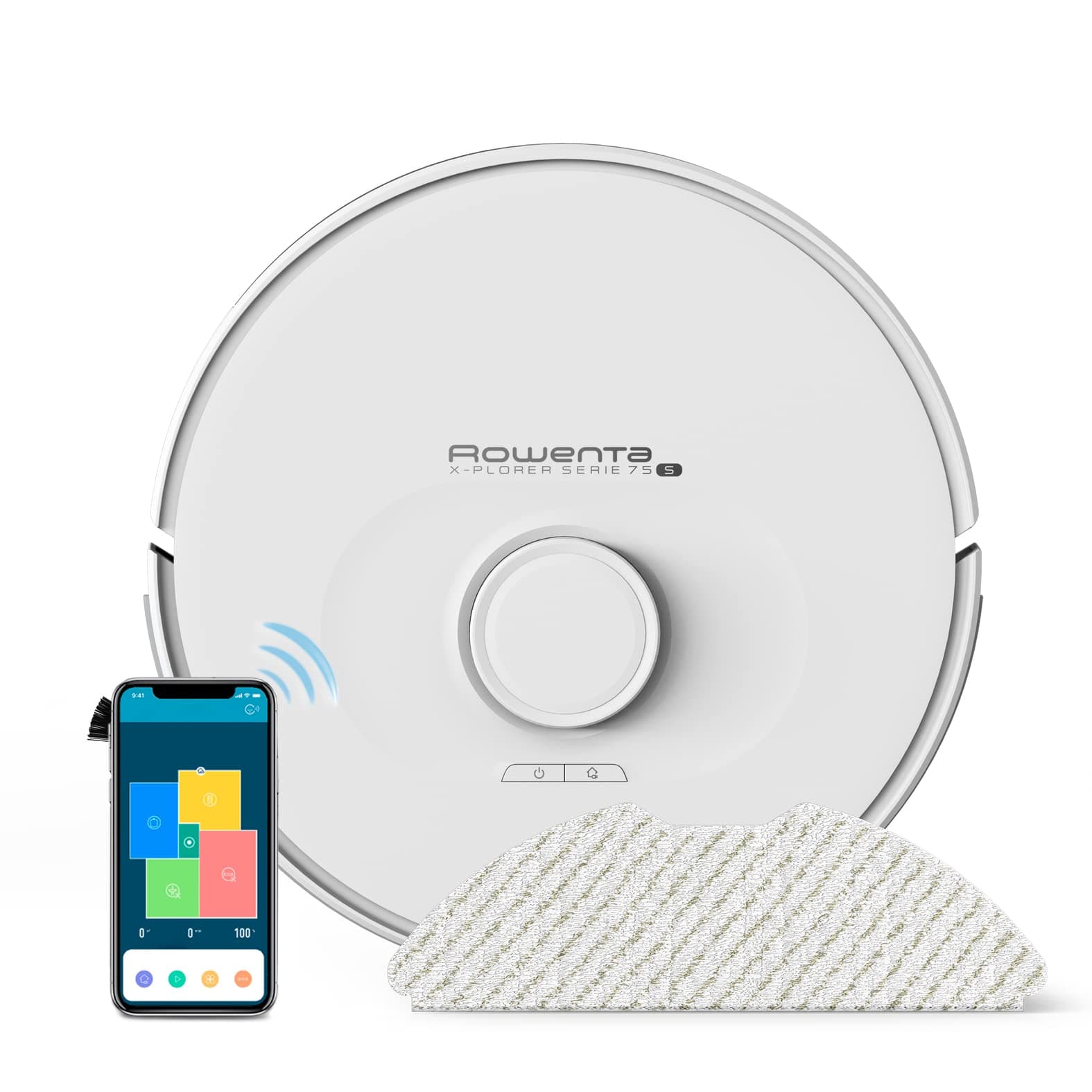 Rowenta Robot Vacuum Cleaner, 4-in-1 Cleaning, Optimized Electronic Wash Function, Ultra-Accurate Laser Navigation, Custom Settings, X-Plorer Series 75 S, White RR8567WH - Image 1