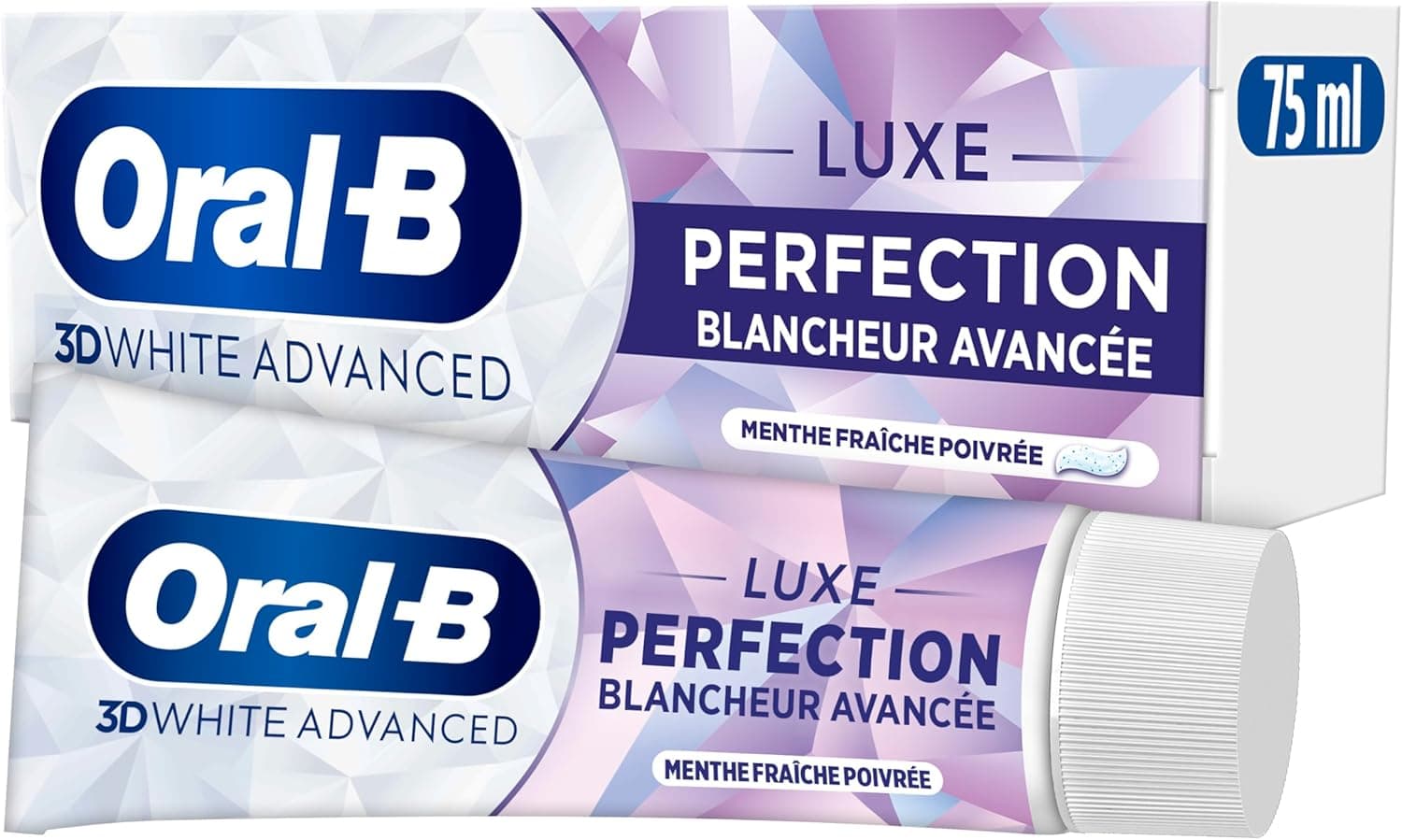 Oral-B Oral-B Dentifrice Blancheur 3D White Advanced Luxe Perfection, Dotée De La Technologie Blanchissante Pour Eliminer Les Taches En Surface Des Dents, Arôme Menthe, Pour Brossage Quotidien, 75ml