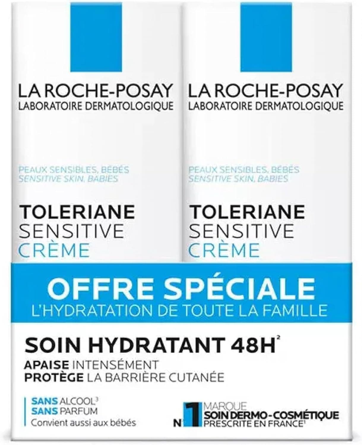 La Roche-Posay Toleriane Creme Soin Hydratant Apaisant Protecteur Sensitive 2x40ml - Image 1