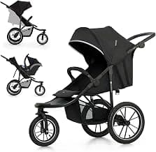 Kinderkraft HELSI 2, Jogger, Sports Stroller, 3 Big Wheels, From Birth up to 22 kg, Adjustable, Cushioning, Lying Position, Spacious Basket, Grey