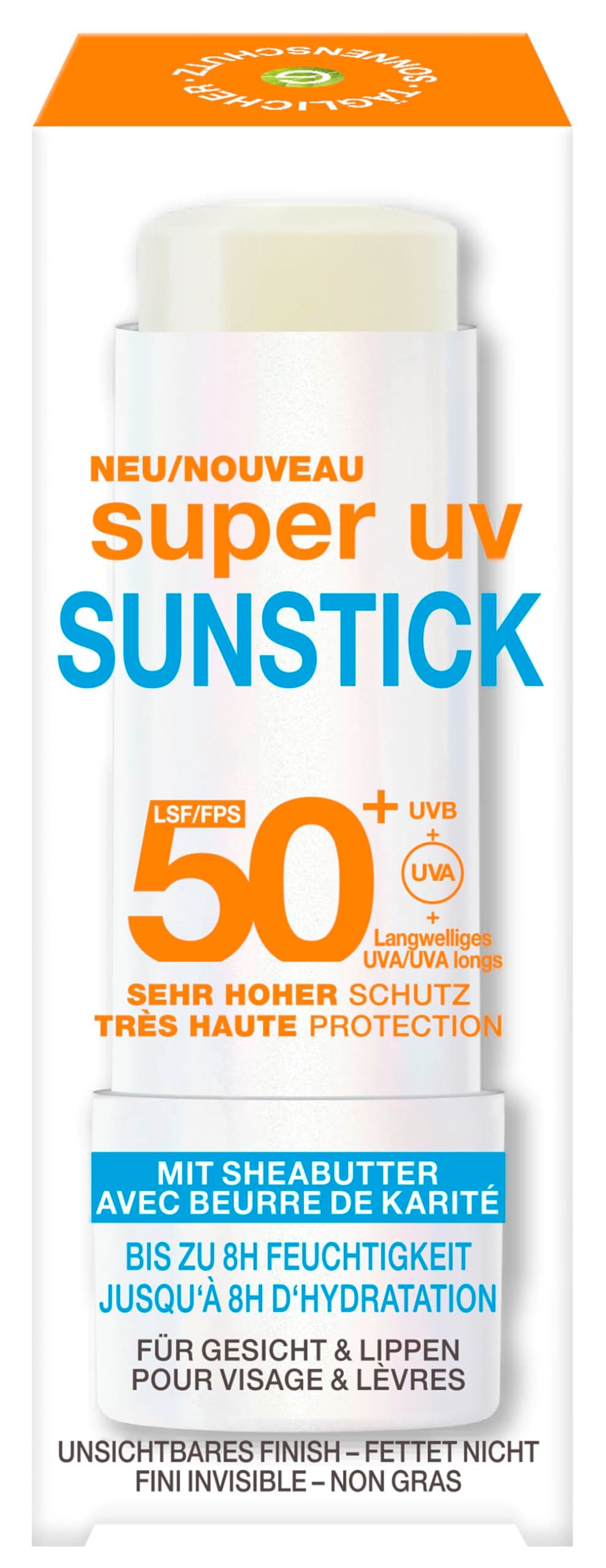 Garnier Ambre Solaire SPF 50+ Super UV Sunstick Transparent & Non Graisse Visage & Lèvres Haute Protection UV Nourrissant avec Beurre de Karité & Vitamine E 8h Hydratant 9g - Image 3