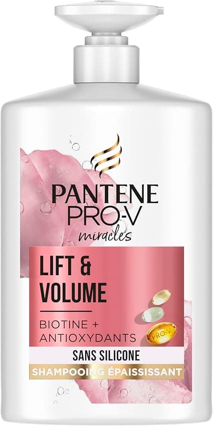 Pantene Biotin and Rose Water Thickening Shampoo, Lift & Volume, XL Size with Pump, 1000 ml - Image 1
