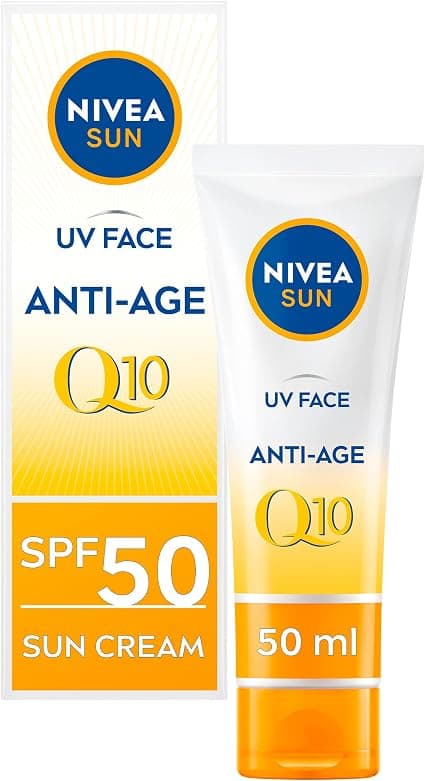 NIVEA Sun Anti-Aging UV Face Cream SPF 50 (50ml), Q10 Sun Cream Protects Against UVA/UVB Rays & Premature Skin Aging, Anti-Aging Cream, Fights Fine Lines & Wrinkles - Image 1