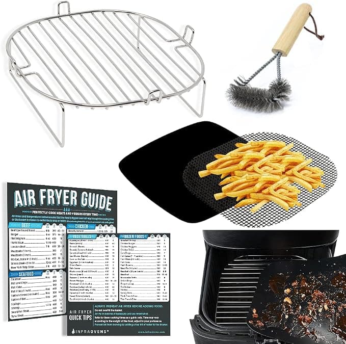 Air Fryer Accessories Compatible with Ninja Foodi Grill 5 in 1, Instant Pot, Gourmia, Chefman, Power Vortex Plus, Air Fryer Holder, Air Fryer Cheat Sheet Guides