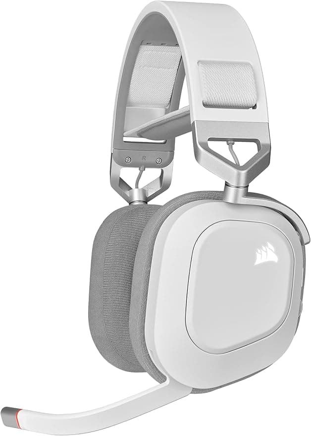 Corsair HS80 RGB Wireless Premium Gaming Headset with Space Audio (Low Latency, Omnidirectional Microphone, 20 Hours of Battery Life, PS5 and PS4 Wireless Compatibility) White - Image 1