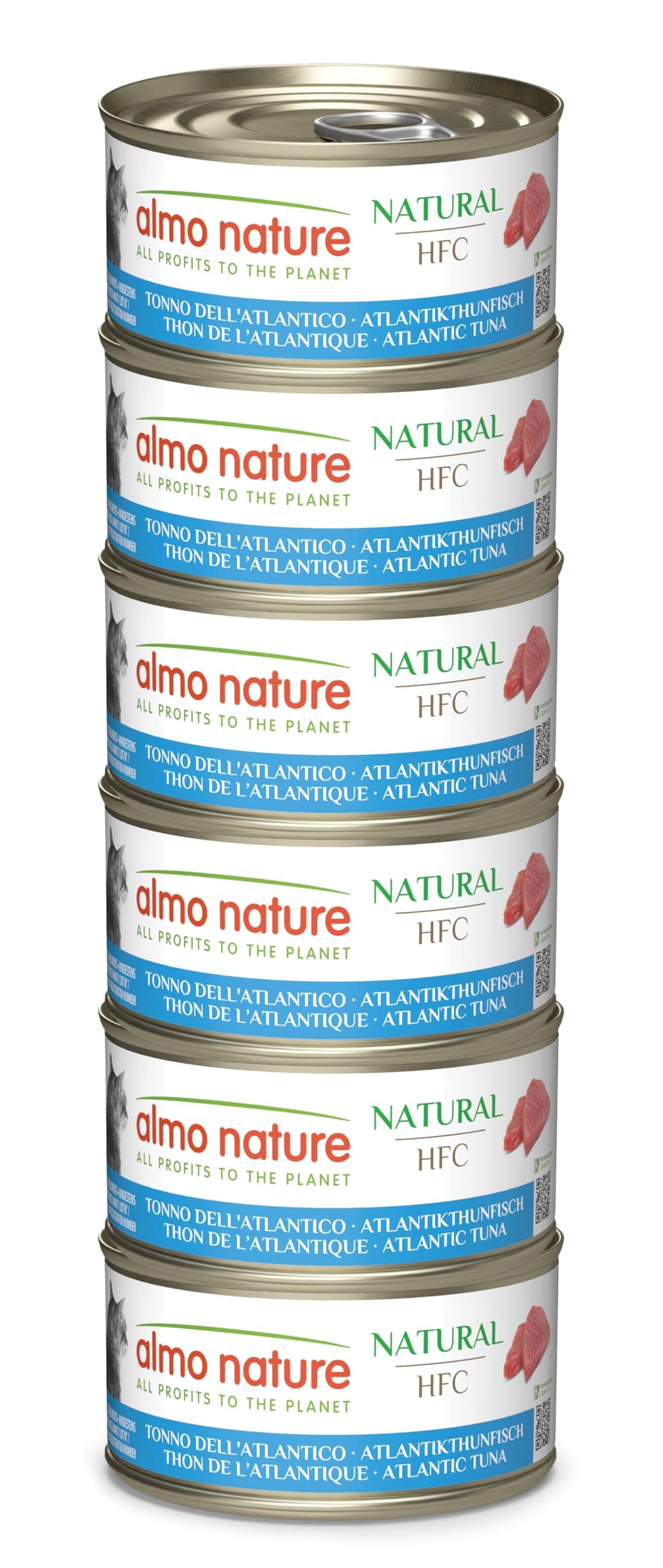 Almo Nature HFC Natural Megapack, Nourriture Humide pour Chats - Thon de l'Atlantique - (6 boîtes de 70 g)