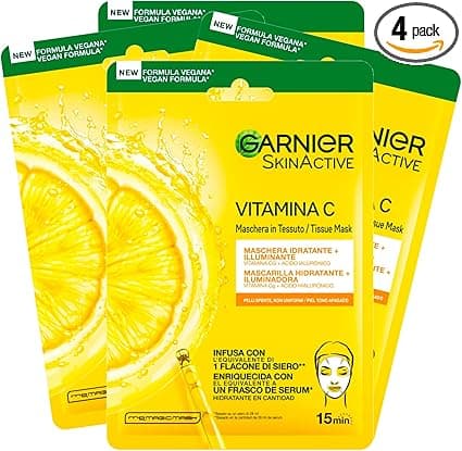 4x Garnier SkinActive Masque Visage Jetable en Tissu Hydratant et Illuminant avec Vitamine C et Acide Hyaluronique - 4 Masques Jetables - Image 6