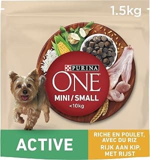 PURINA ONE | MINI | ACTIVE | Croquettes pour Chien Adulte Actif de petite taille, <10 Kg | Protéines de haute qualité pour aider à soutenir des muscles forts | Au Poulet | Sac | Lot de 6 x 1,5 Kg