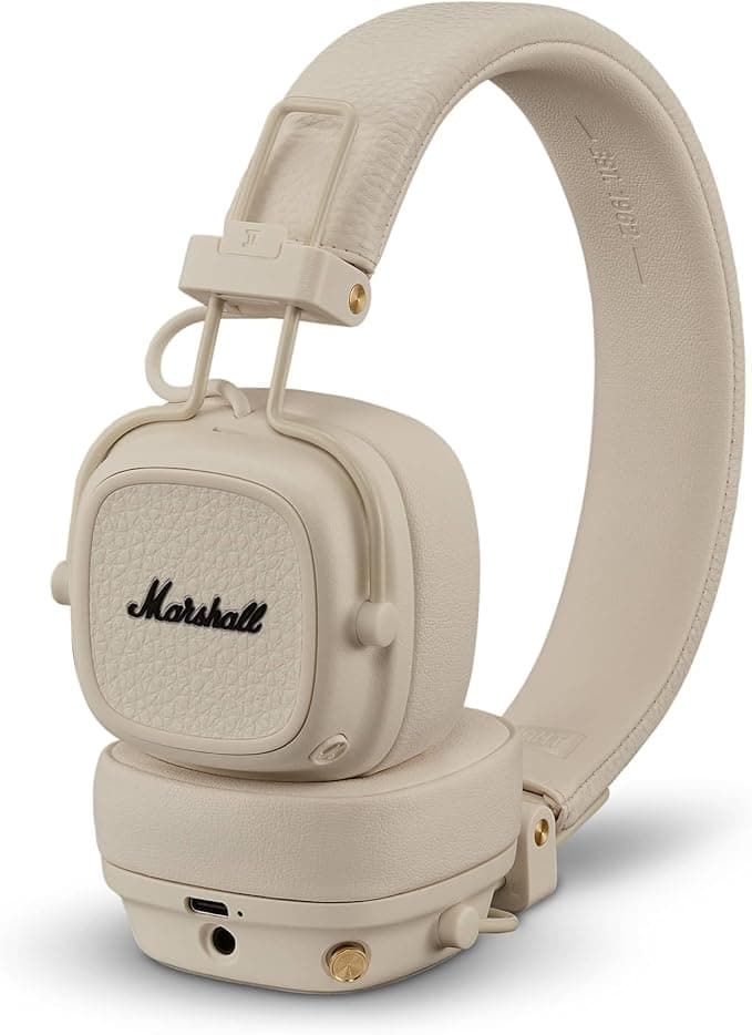 Marshall Major V Supra-Ear Bluetooth Headphones, Wireless Headphones, Foldable, Wireless Battery Life Over 100 Hours, Cream