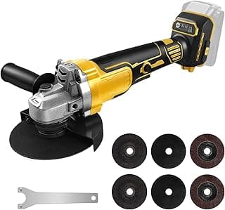 Meuleuse d'angle sans fil compatible avec Dewalt 20V batterie (sans batterie), 650W 125mm, meuleuse sans balais avec 2 disques abrasifs, 2 disques tronçonner, 2 disques lamelles et poignée auxiliaire