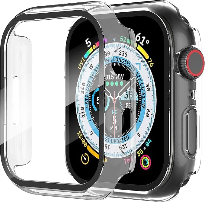 Diruite 2 Pieces Case for Apple Watch SE 3/2/1 /Series 6 5 4 40 mm Hard PC Material Ultra Thin Tempered Glass Screen Case, Transparent, 40 mm - Image 1