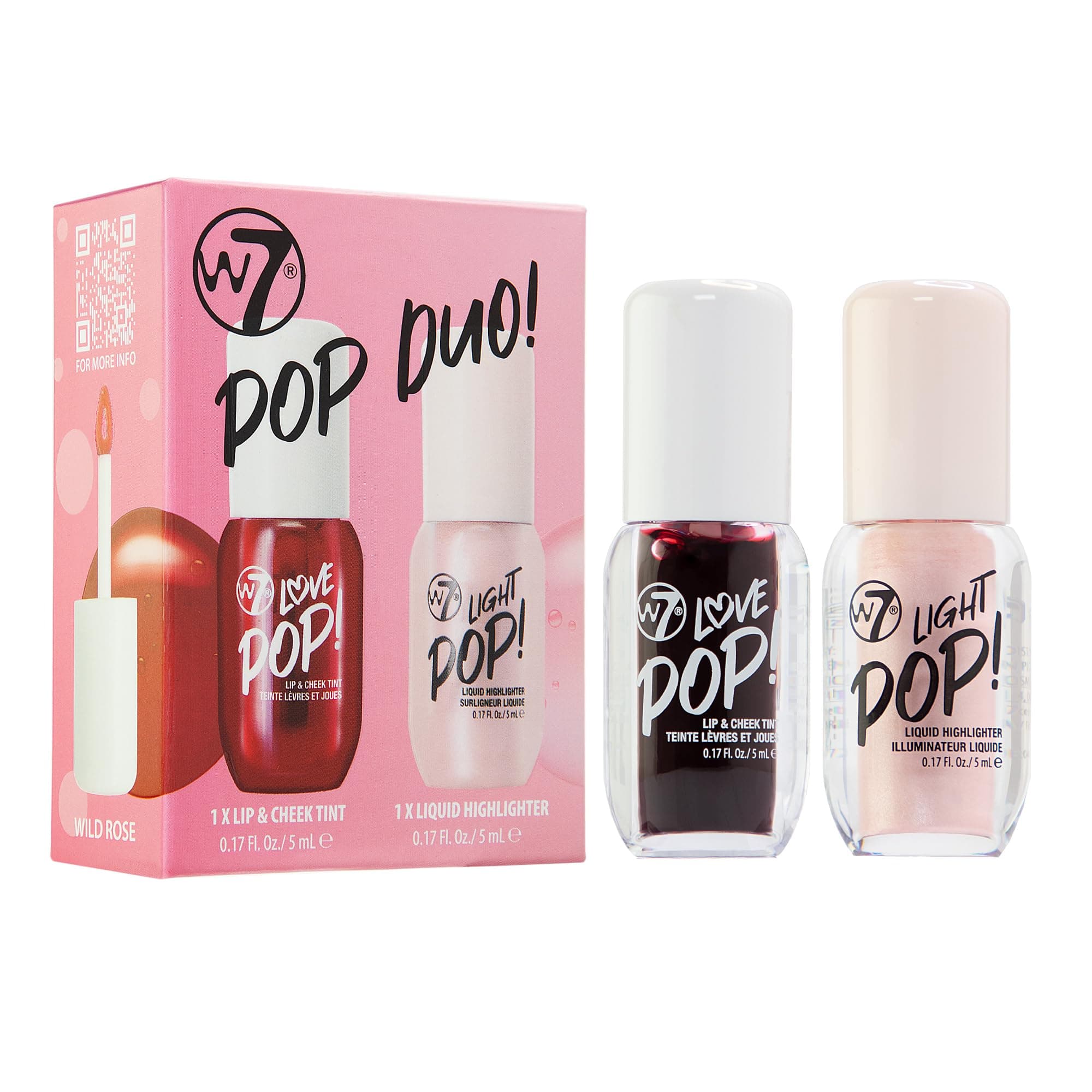 W7 Pop Duo Makeup Gift Set - Love Pop Lip & Cheek Tint + Light Pop Liquid Highlighter - Buildable Color Juicy Tint & Glow - 2 x 5ml - Image 10
