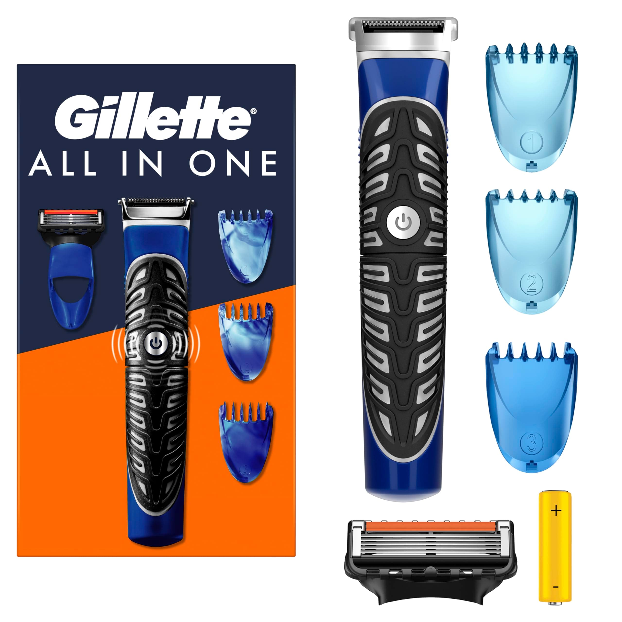 Gillette Gillette Men's Body & Beard Trimmer, All in One Electric Shaver and Sculptor with Braun Technology, 1 ProGlide Blade, 3 Clogs, Waterproof, Precision Shaver on Face and Torso