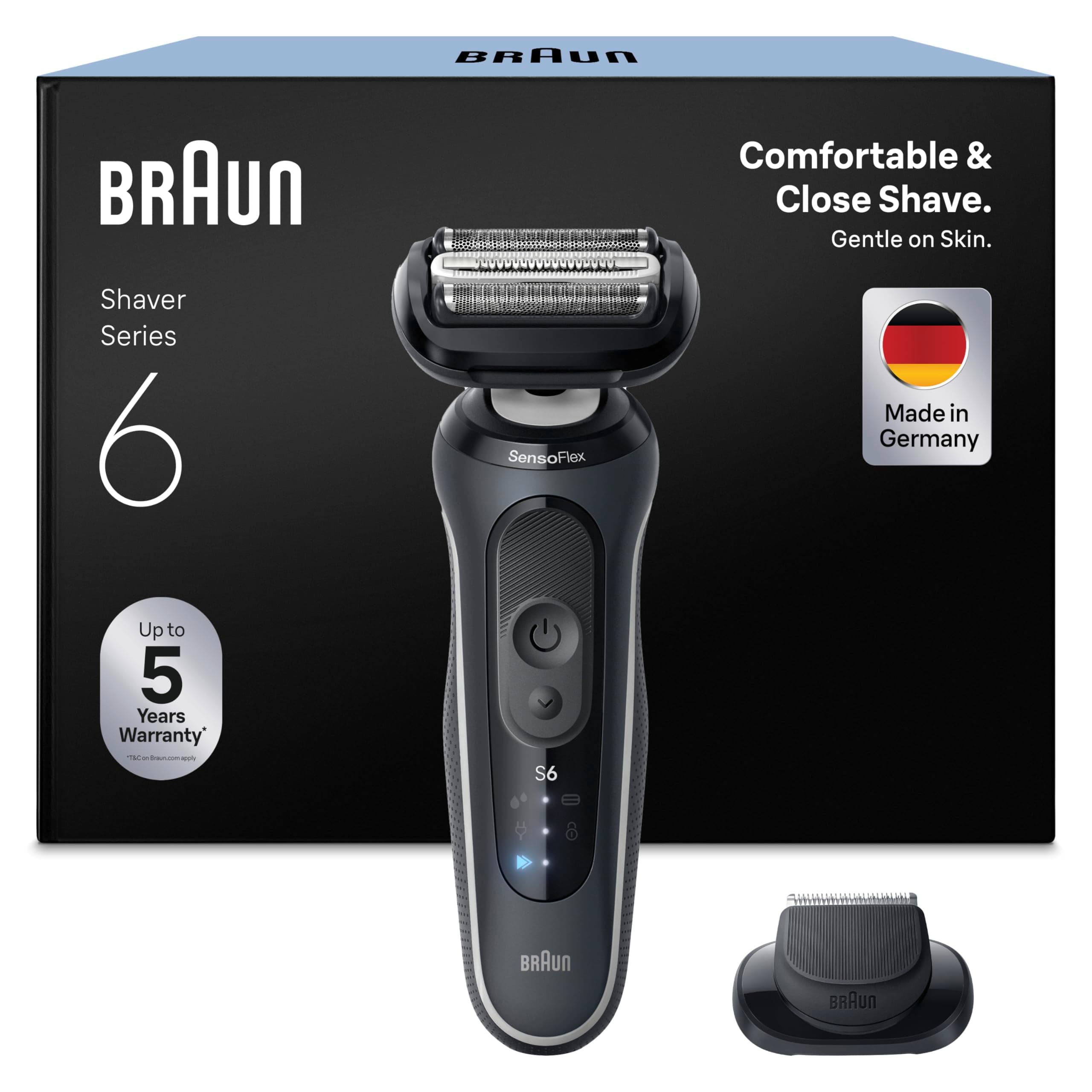 Braun Rasoir Electrique Homme Series 6 62-G1200SI Gris, Etanche, Lames Flexibles Pour Raser Doucement La Barbe et Le Visage, 2 Modes De Rasage, Tondeuse De Précision, Coffret Avec Brosse De Nettoyage - Image 8