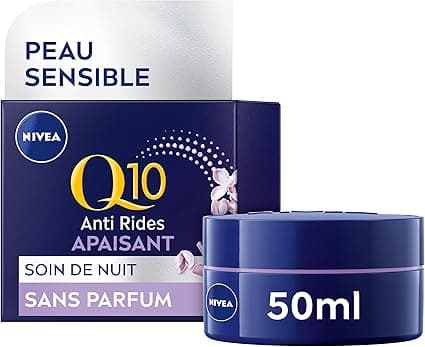 NIVEA Q10 Sensitive Night Care (1 x 50 ml), anti-wrinkle cream enriched with pure Q10 and licorice extract, collagen booster cream, soothing face care for sensitive skin