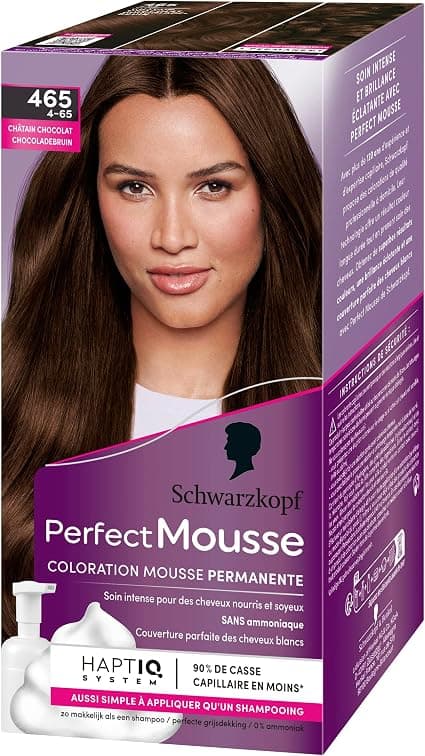 Schwarzkopf - Perfect Mousse - Hair Colour - Ammonia-Free Permanent Mousse - Care Mask 96% Natural Ingredients - Chocolate Brown 465, 1 Unit (Pack of 1) - Image 1