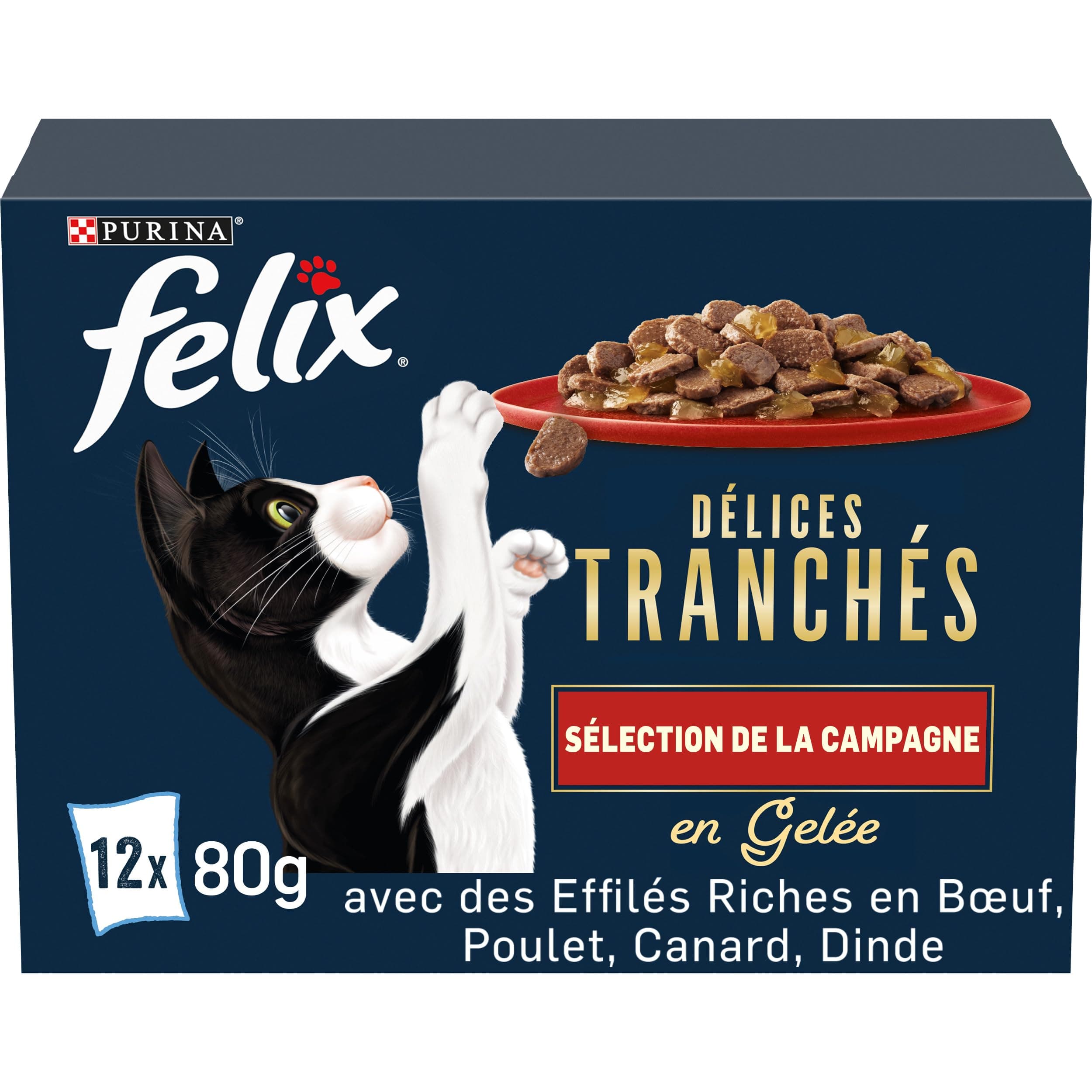 FELIX | Sliced Delights | Campaign Selection | Jelly | Complete Food | Adult Cat | Chicken, Salmon, Cod and Duck | Fresh Bags | (12 x 85g)